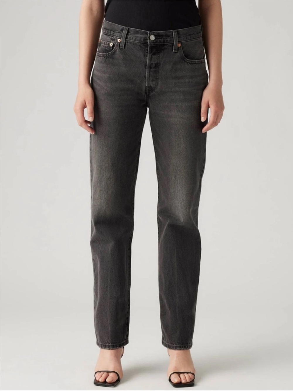 Levi's 501 Straight Leg Jeans Grey Wash High Rise Button Fly Size 26